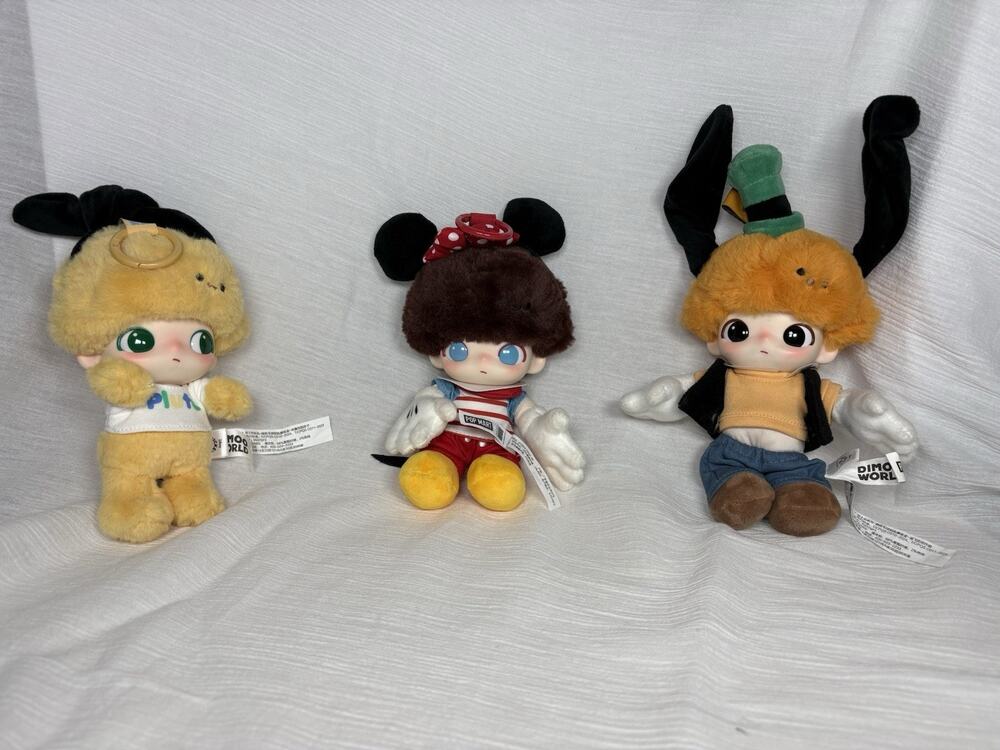 POP MART DIMOO World x Disney Vinyl Plush Keychain Lot Mickey Secret Pluto Goofy